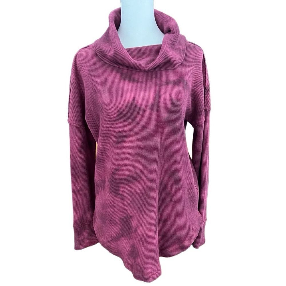 Maeve Pink Tie-Dye Cowl Neck Thermal Top Sz XS Runs Big